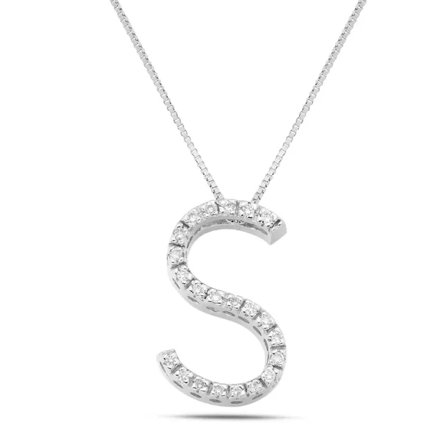 Sinico Letters S Grande Collana Oro Bianco Diamanti 42 cm
