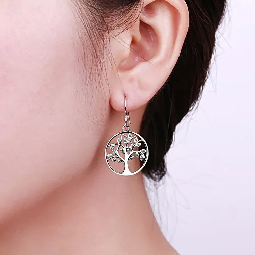 YL Albero Vita orecchini argento 925 smeraldo simulato