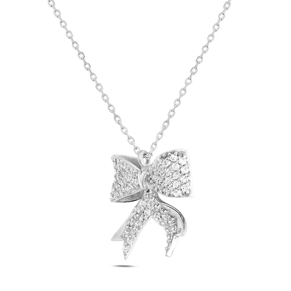 Sinico Dance Fiocco collana oro bianco zirconia