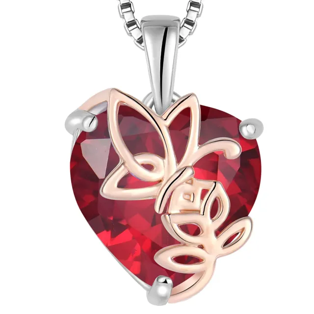 YL Rosa Farfalla Cuore collana argento 925 luglio