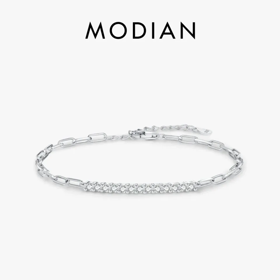 MODIAN Moissanite Chain bracciale argento 925 13 pietre