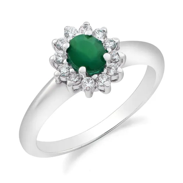 Sinico Kate mini anello oro bianco agata verde
