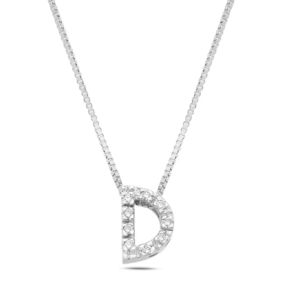 Sinico Letters D collana oro bianco 18kt 42cm diamanti