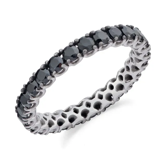 Sinico Eternity anello oro bianco zirconia neri misura 14