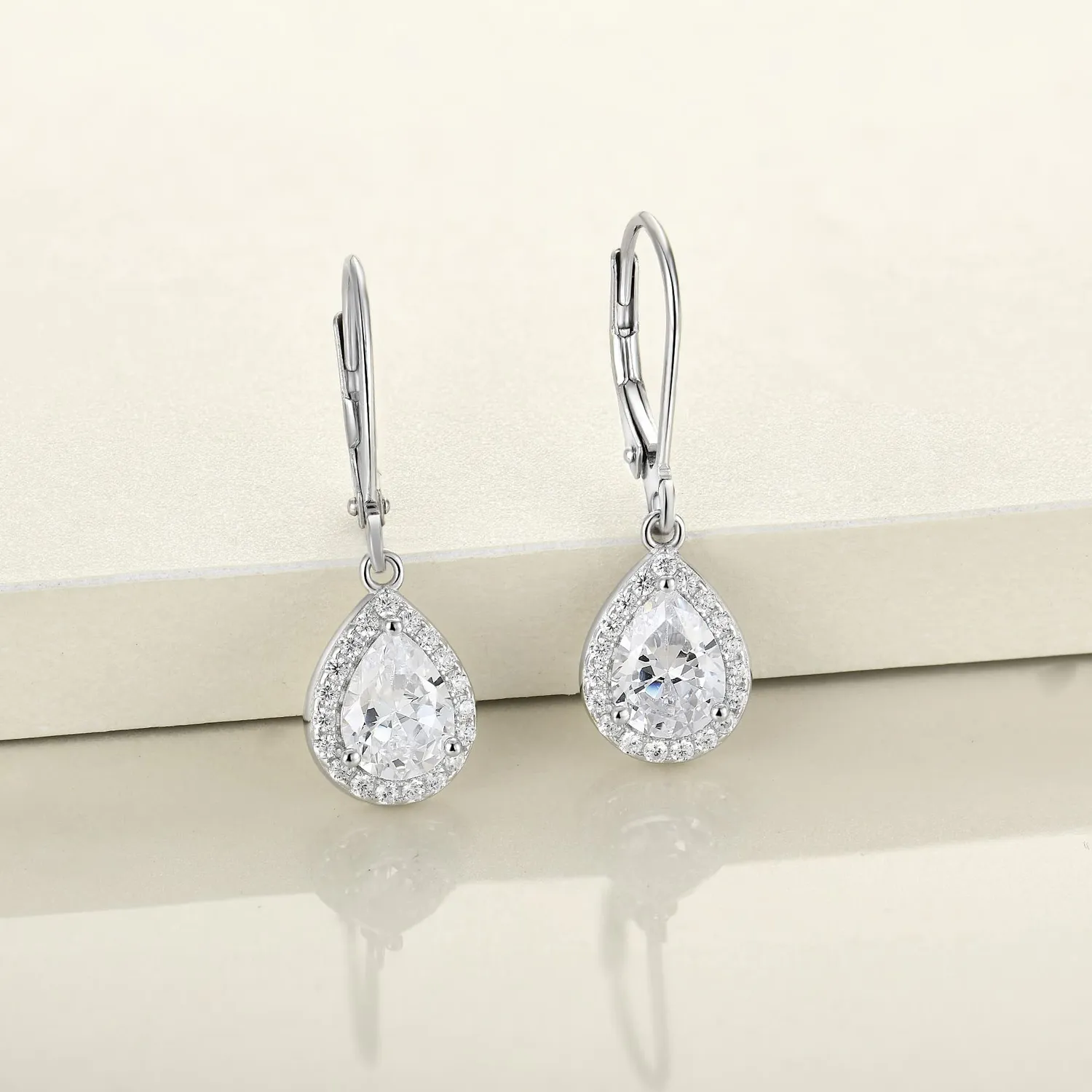 YL orecchini pera argento 925 pietra aprile zirconia
