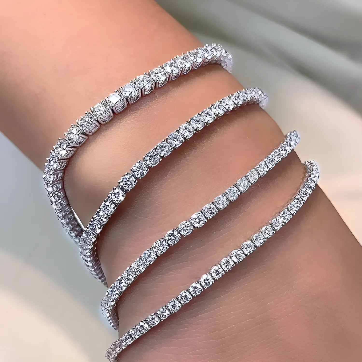 MODIAN Moissanite Tennis bracciale argento 4 mm 18 cm