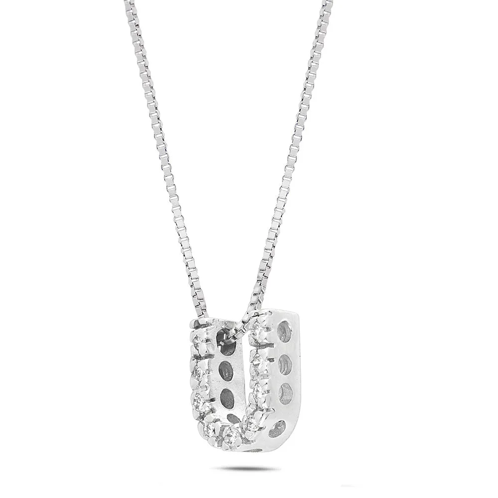 Sinico Letters lettera U piccola collana oro 42 cm diamanti