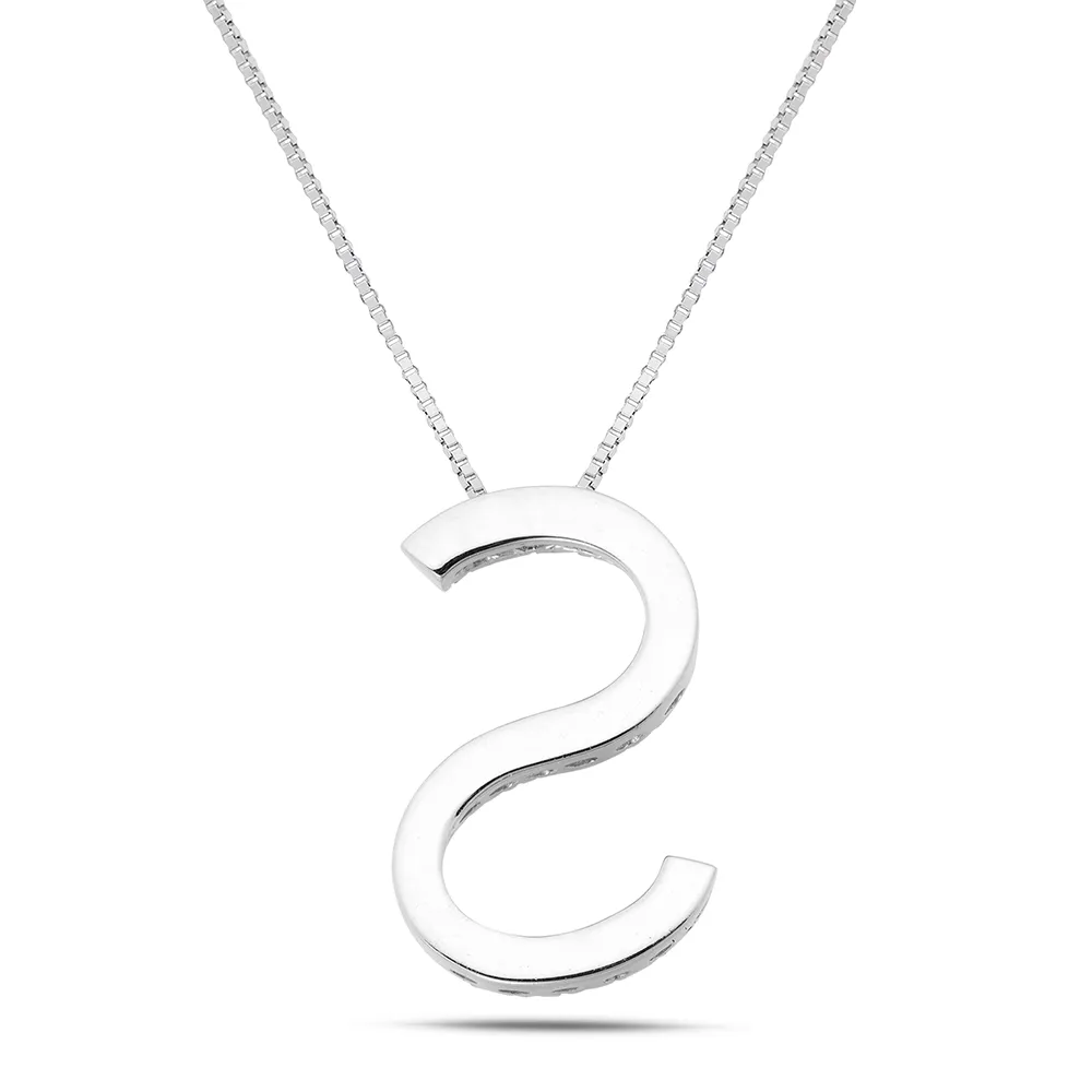 Sinico Letters S Grande Collana Oro Bianco Diamanti 42 cm