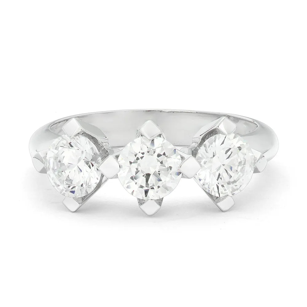 Sinico Trilogy anello oro bianco cubic zirconia misura 13