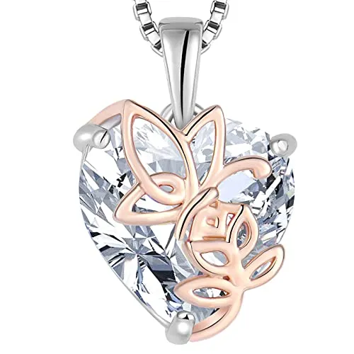YL Collana Farfalla Cuore Argento 925 Zirconia Bianca