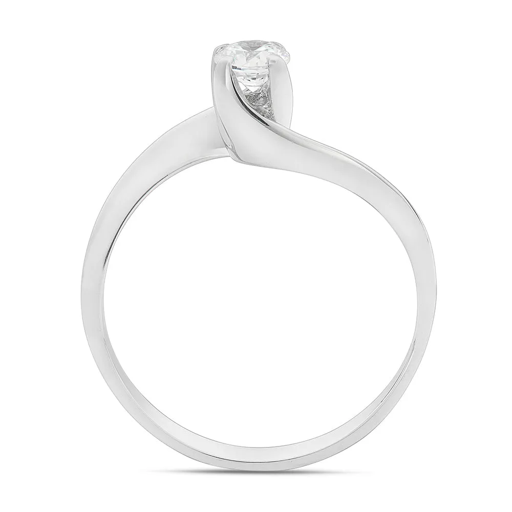 Sinico Valentine anello solitario oro bianco zirconia