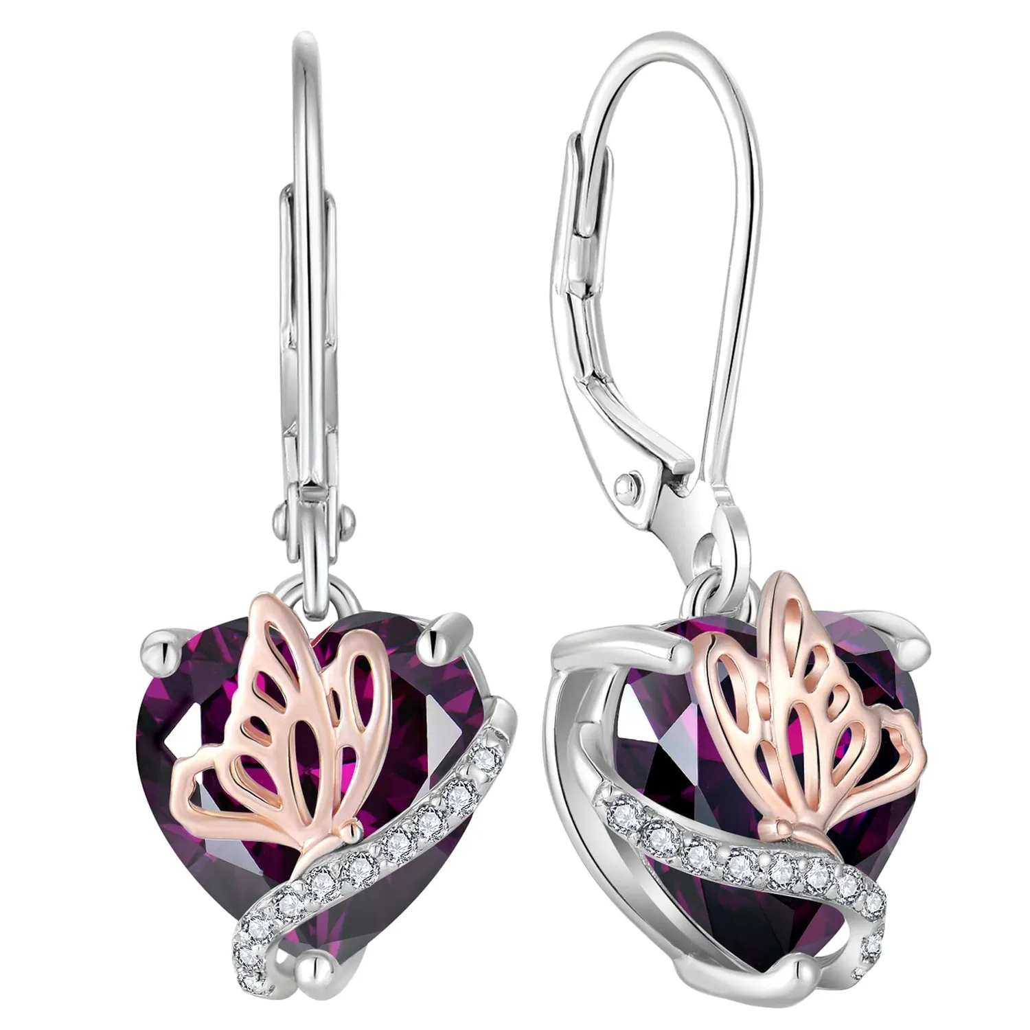 YL Cuore Farfalla orecchini argento 925 aprile