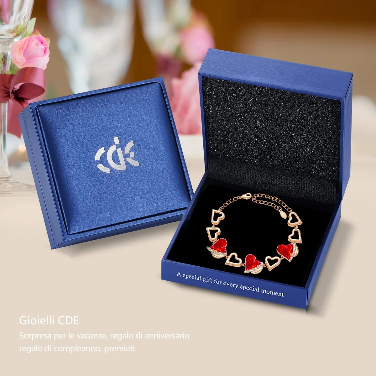 CDE Amore Cuore bracciale cuore placcato oro rosa