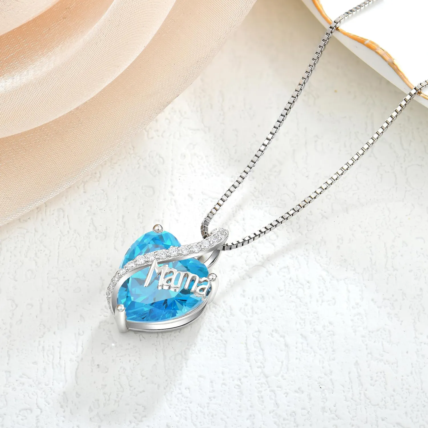 YL Mamma Cuore collana argento 925 pietra mese