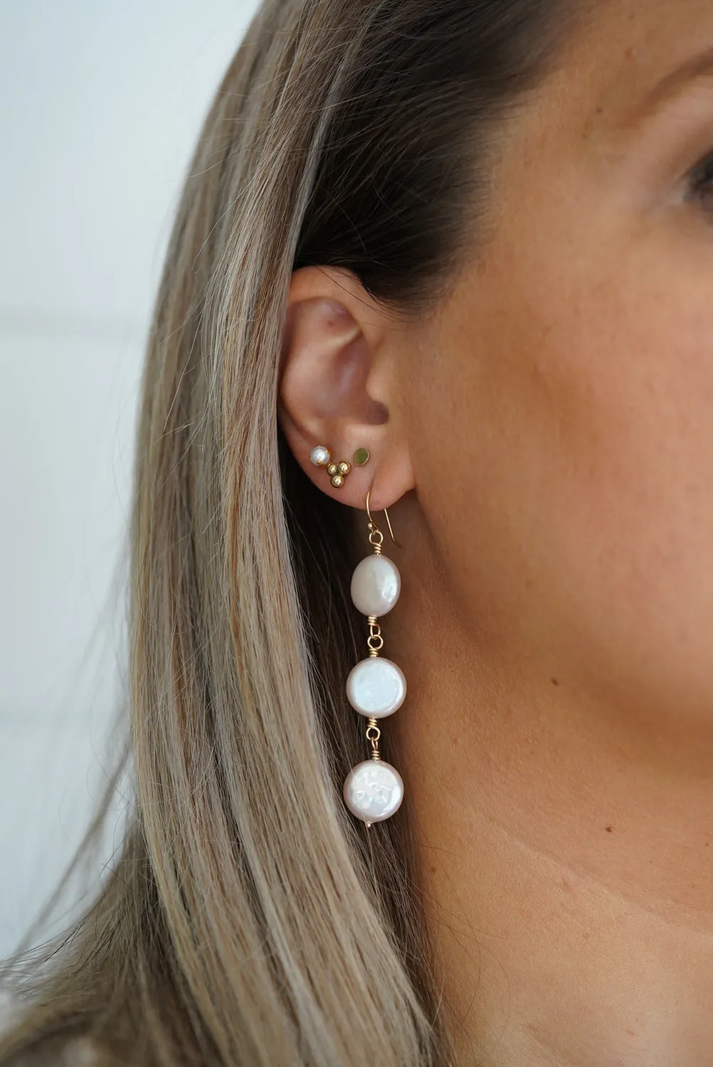 WordsByHeartCo Cultured Freshwater Pearl Coin Orecchini Argento 925