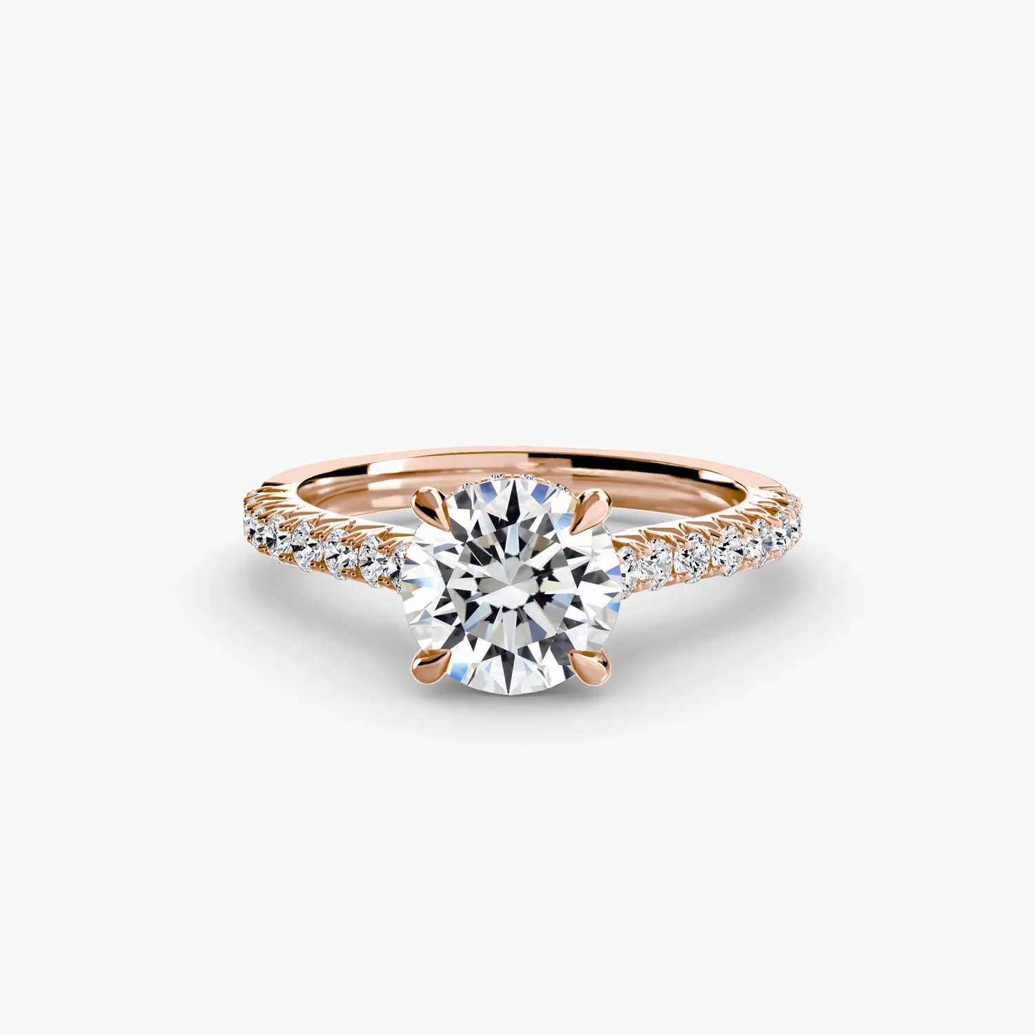 Sinico Solitaire with Pavé 5 anello oro bianco 14Kt tondo