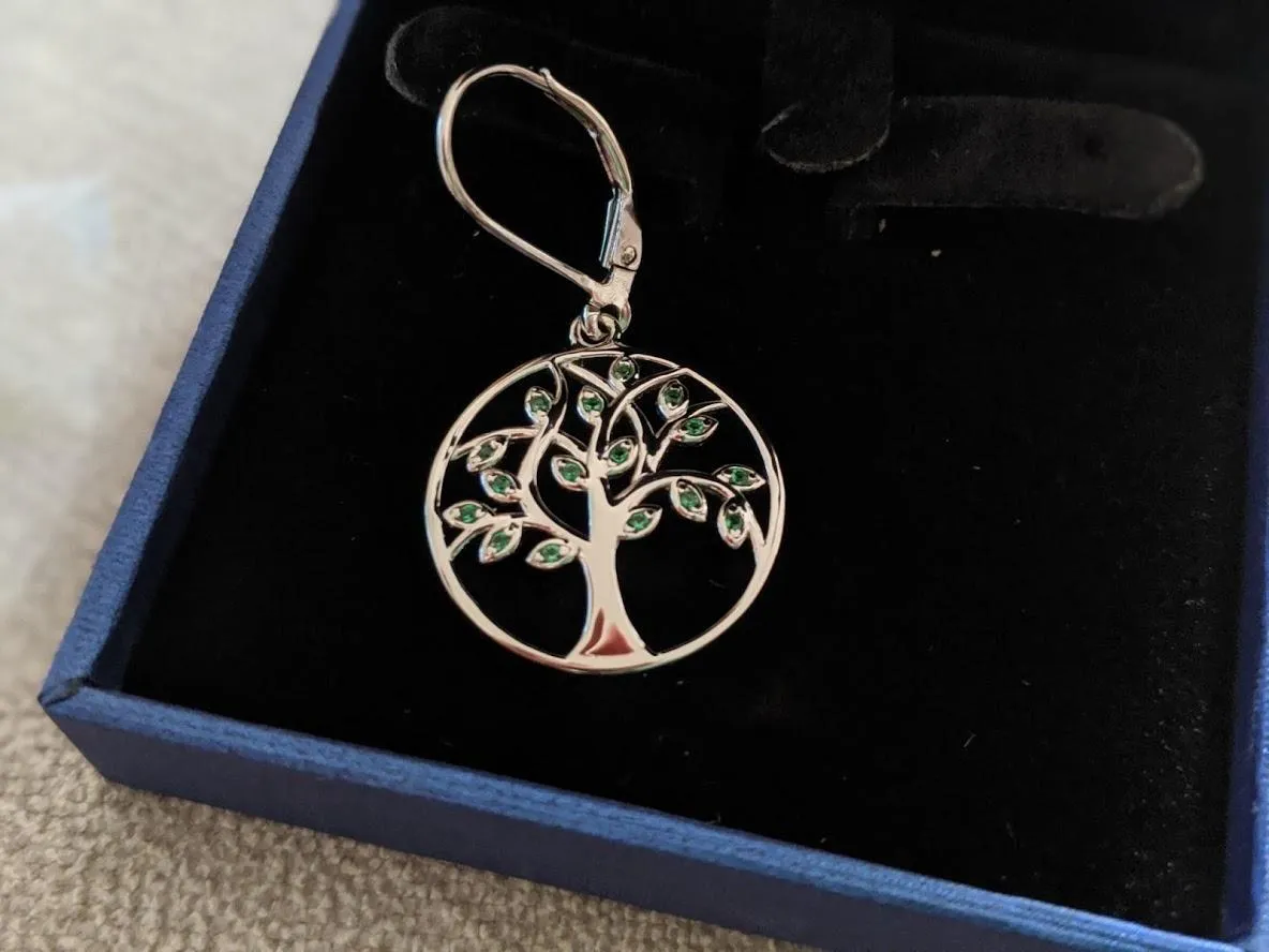 YL Albero della Vita Orecchini Argento 925 Verde Smeraldo