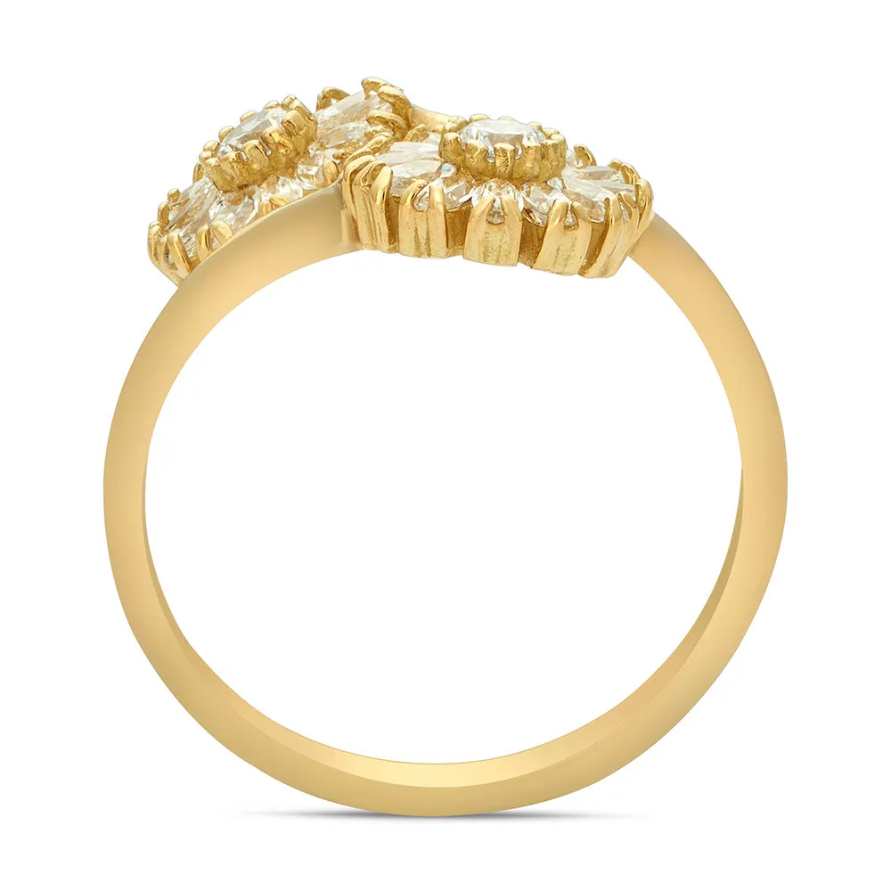 Sinico Classic Fiore Contrarie anello oro giallo zirconi