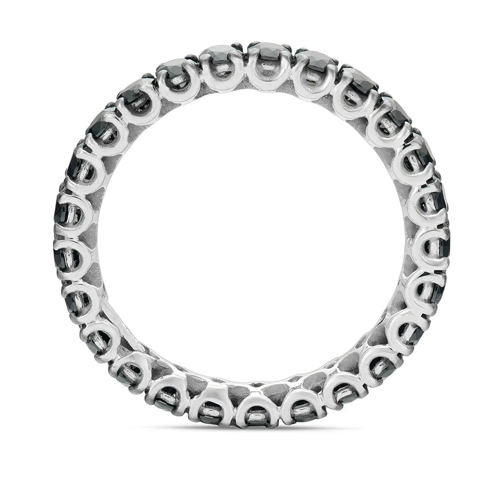 Sinico Eternity anello oro bianco zirconia neri misura 14