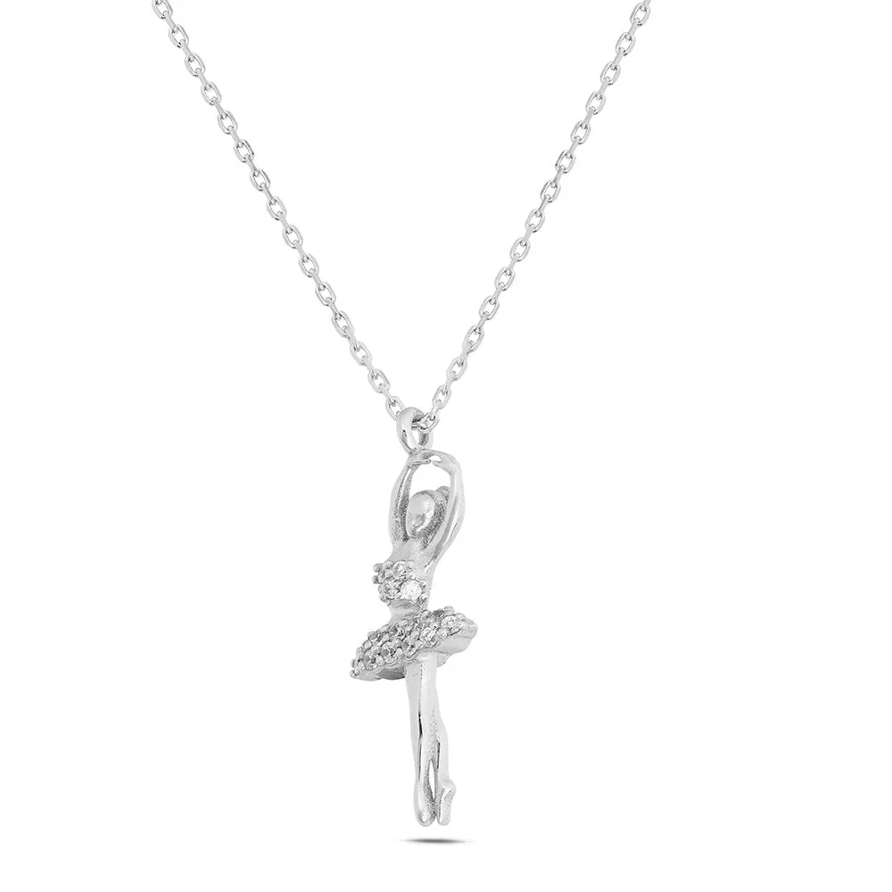 Sinico Dance Ballerina Piccola Collana oro bianco zirconia