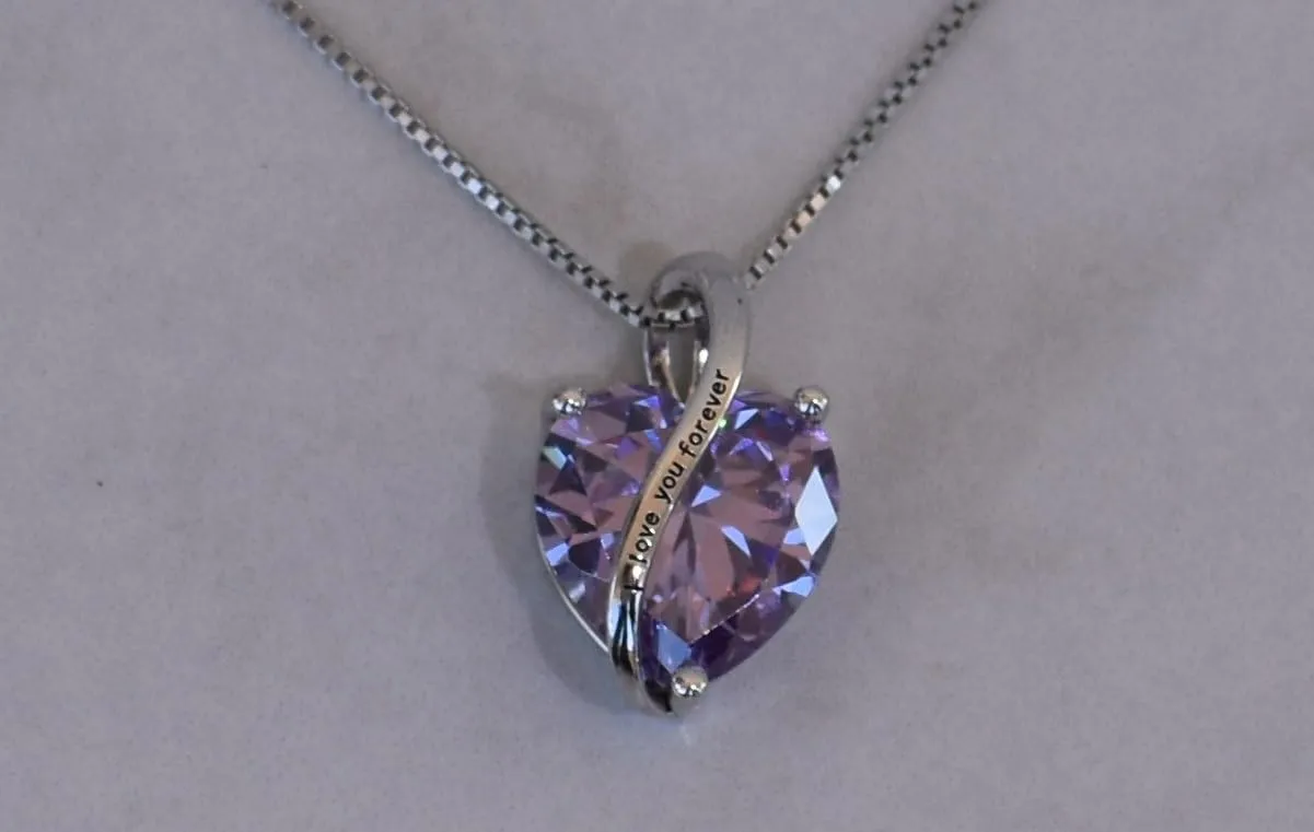 YL Cuore Mamma Collana Argento 925 Ametista Febbraio