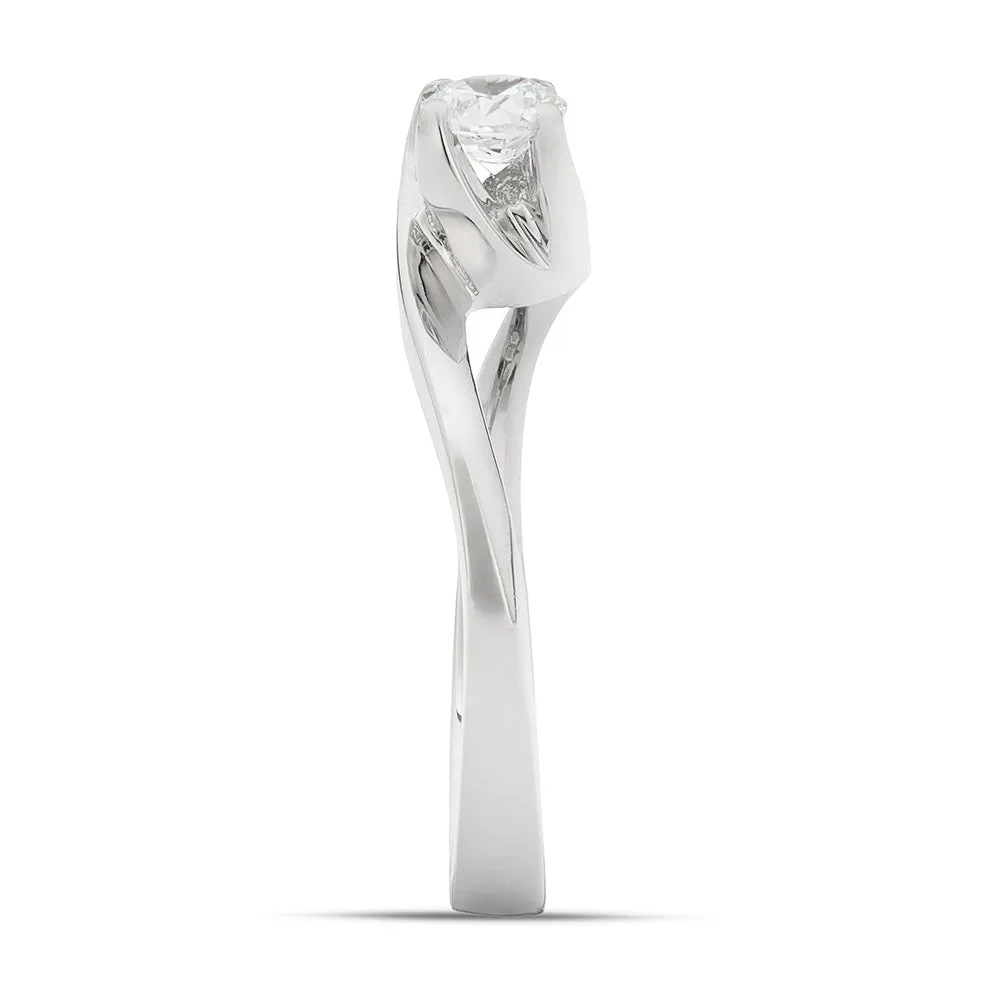 Sinico Valentine anello solitario oro bianco zirconia