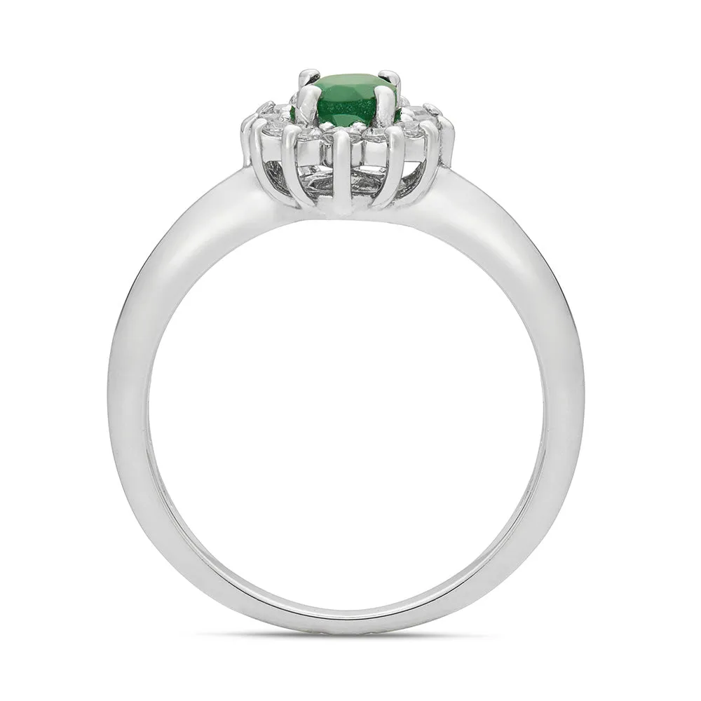 Sinico Kate mini anello oro bianco agata verde