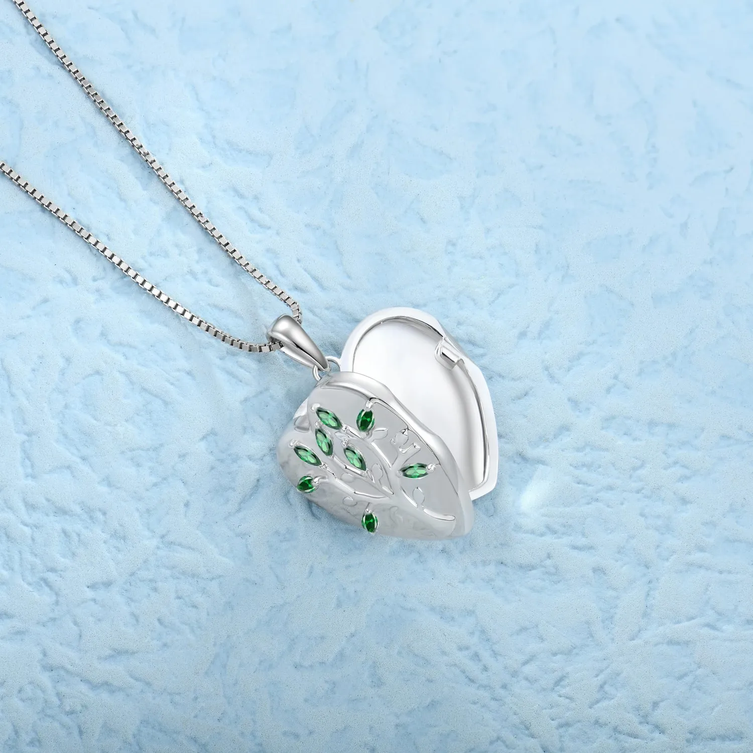 YL Collana Albero Vita Cuore Argento 925 Verde Smeraldo