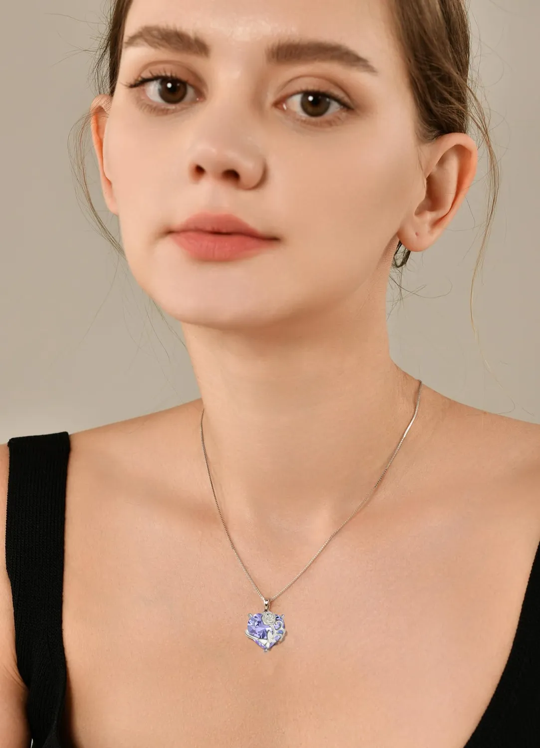 YL Cuore Rosa collana argento 925 pietra mese