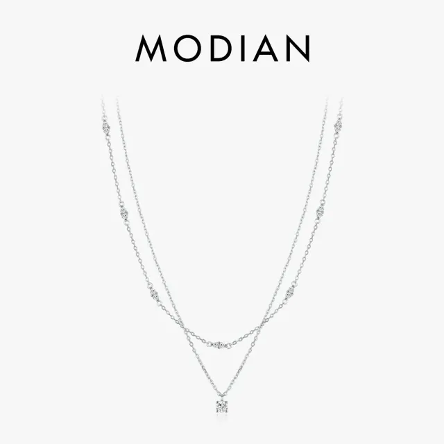 MODIAN Moissanite Double Layer collana argento 925 0,30 ct