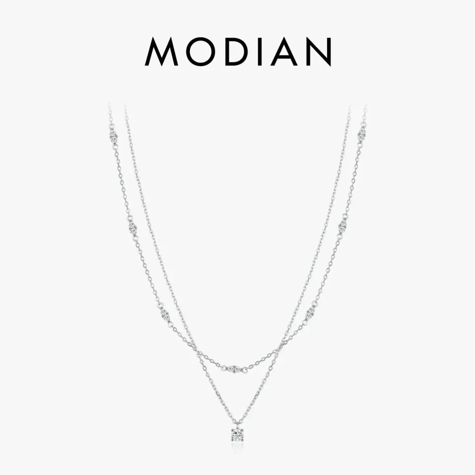MODIAN Moissanite Double Layer collana argento 925 0,30 ct