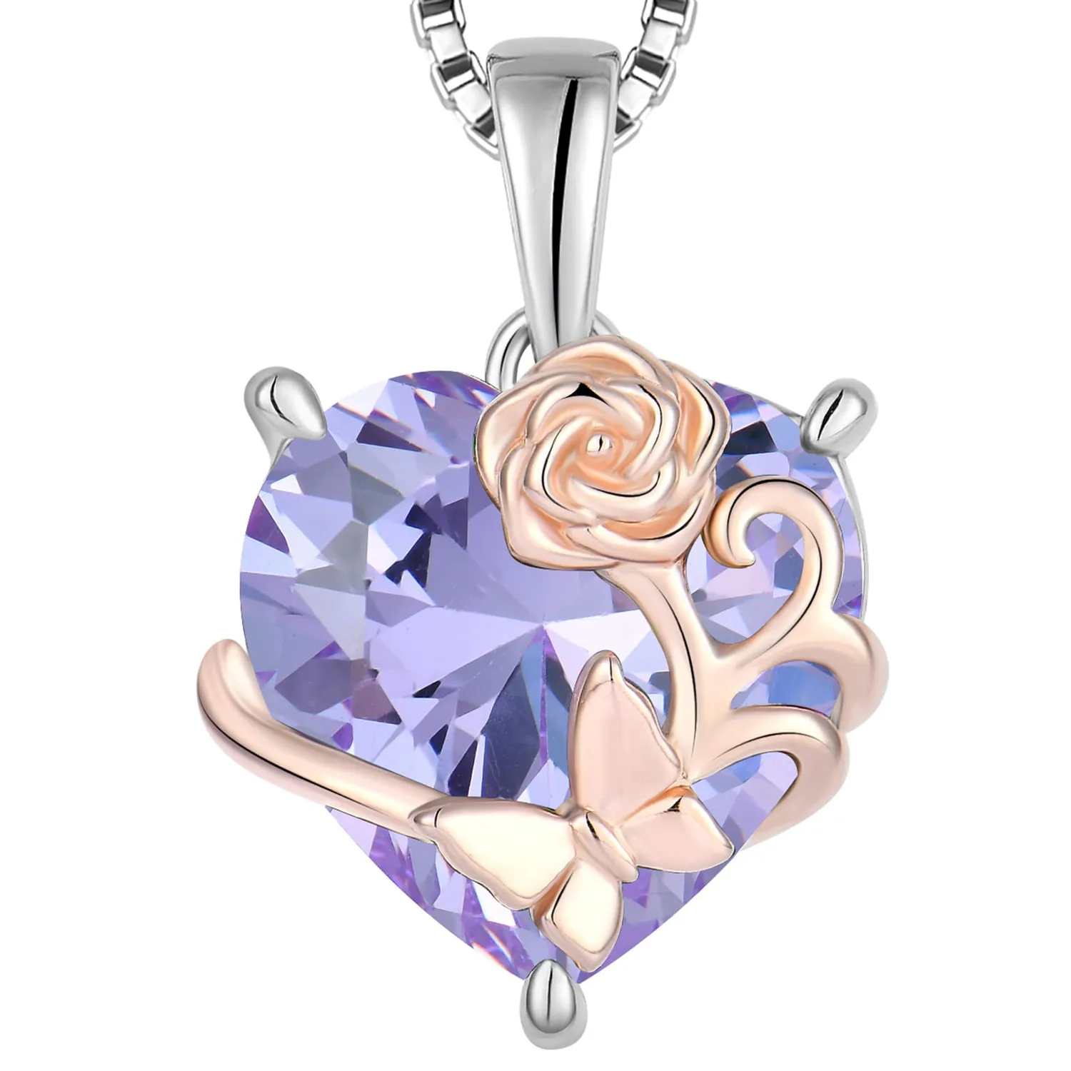 YL Rosa Cuore collana argento rubino luglio