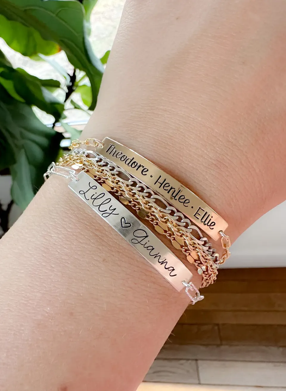 WordsByHeartCo Personalized Bar bracciale argento 925 inciso