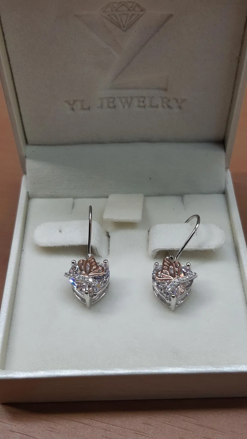 YL Cuore Farfalla orecchini argento 925 aprile