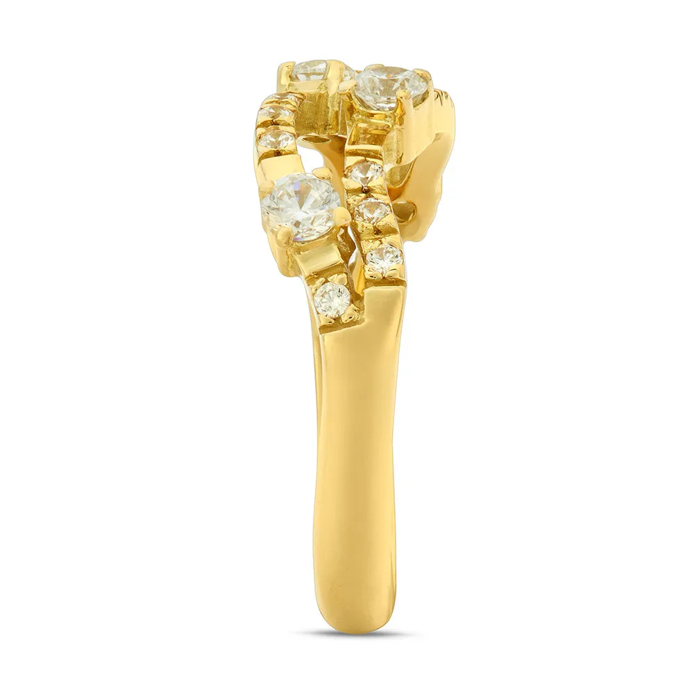 Sinico Rivière 2 file anello oro giallo zirconi misura 13