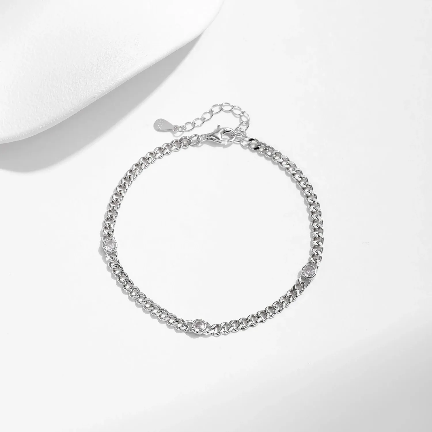 MODIAN Twisted bracciale argento 925 moissanite 3 pietre