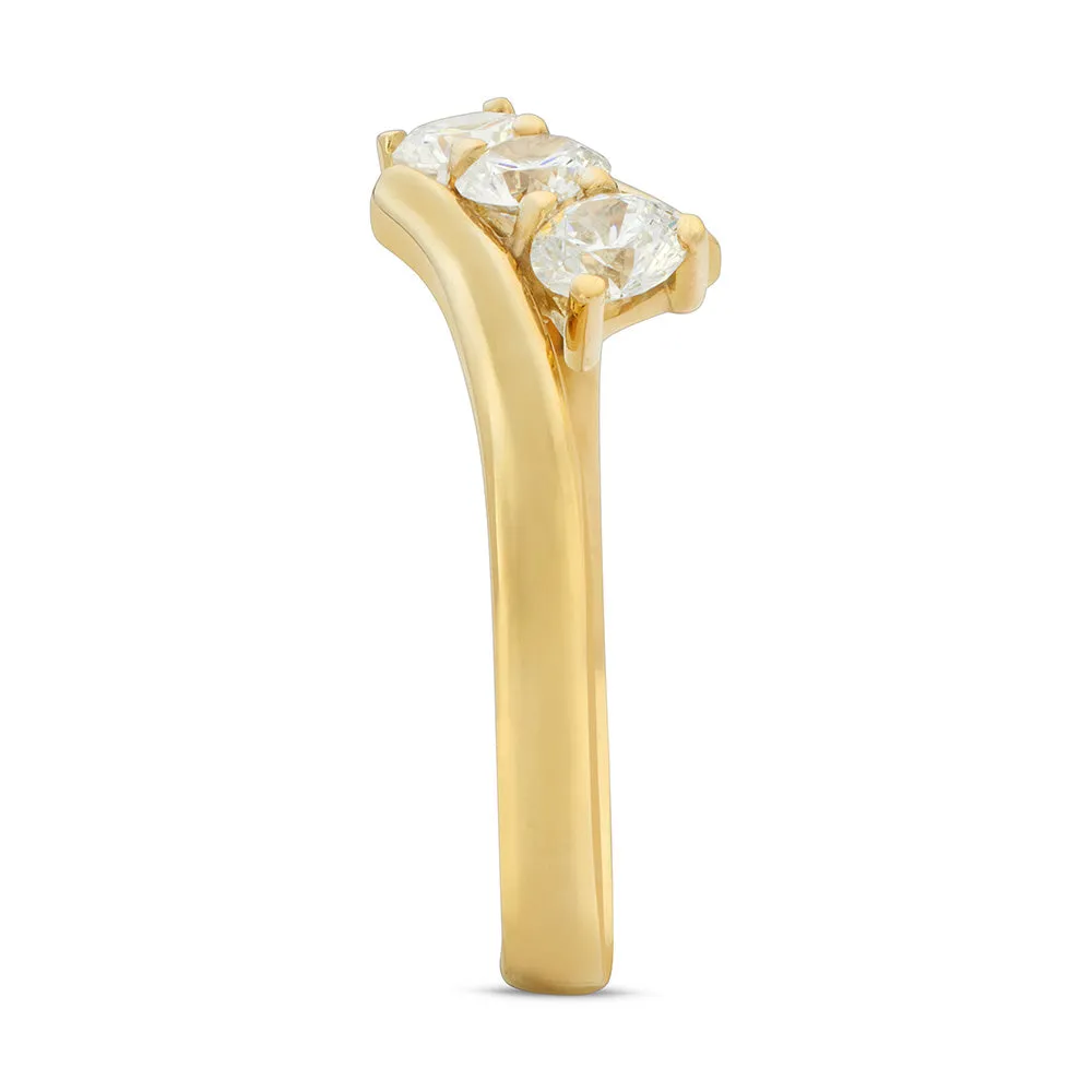 Sinico Trilogy onda anello oro giallo zirconia bianchi