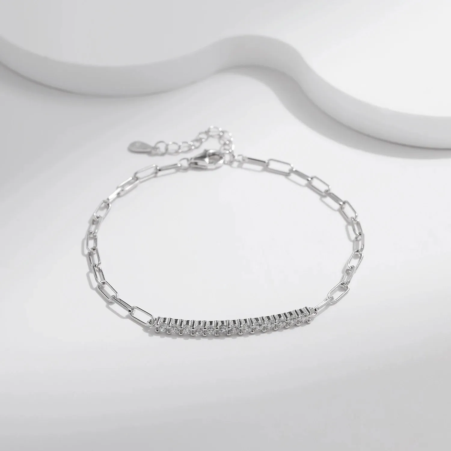 MODIAN Moissanite Chain bracciale argento 925 13 pietre