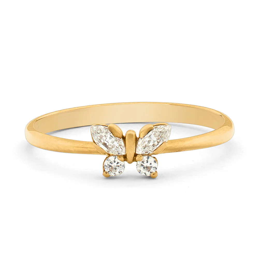 Sinico Classic Farfalla anello oro giallo zirconi bianchi