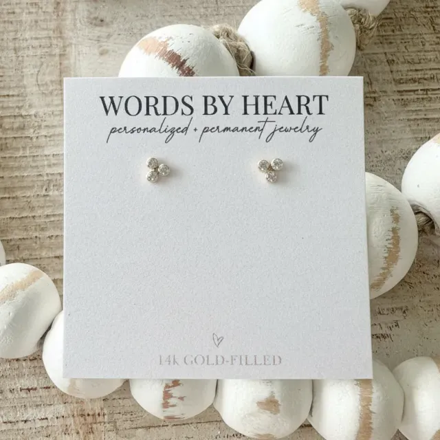 WordsByHeartCo CZ Cluster orecchini lobo gold filled zirconi