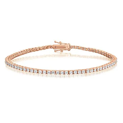 KEZEF Tennis bracciale argento zirconia rosa 2 mm