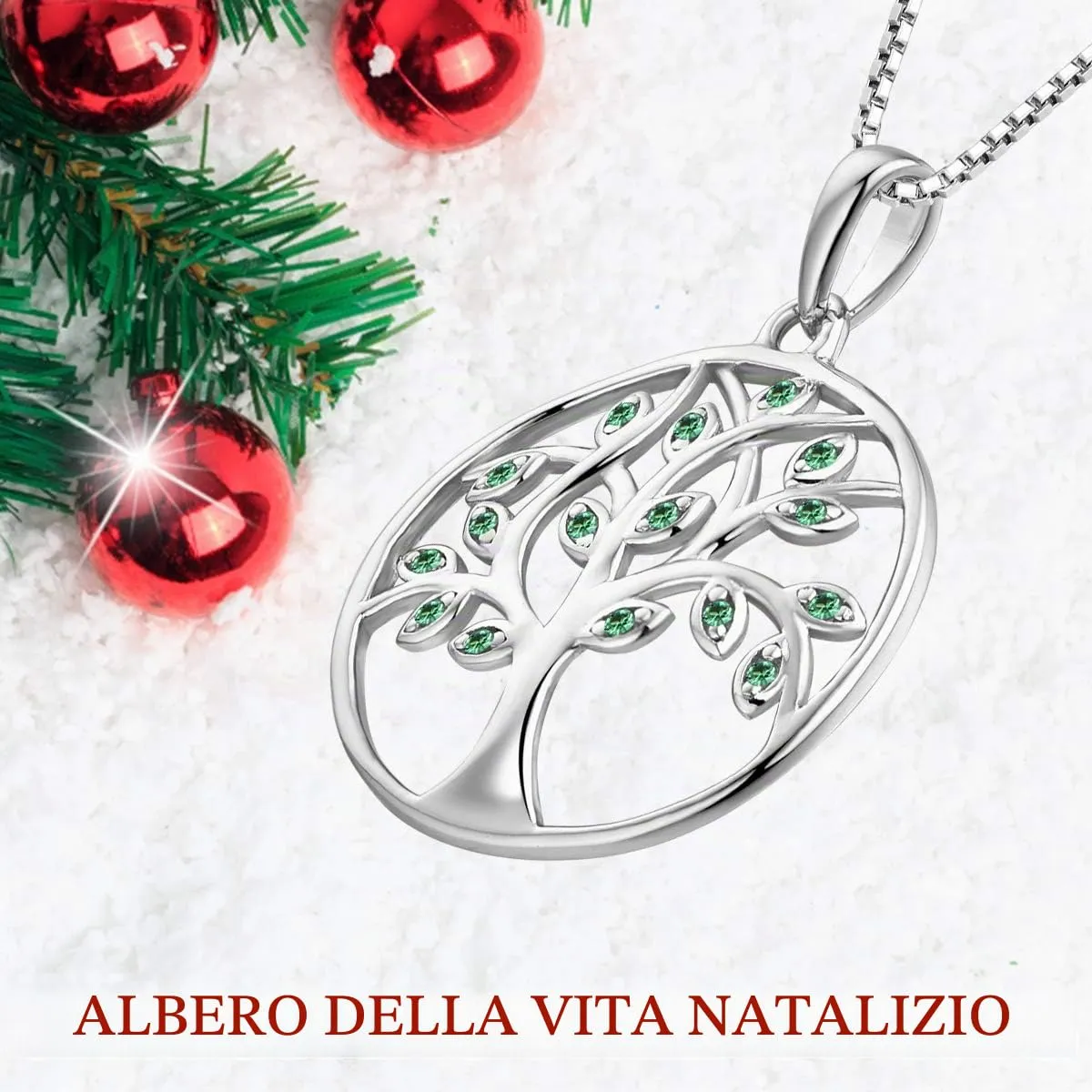 YL Albero della Vita collana argento 925 verde