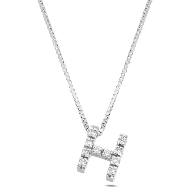SINICO Letters H collana oro bianco 18Kt diamanti 42 cm
