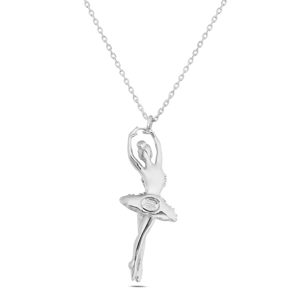 Sinico Dance ballerina grande collana oro bianco zirconia rosa
