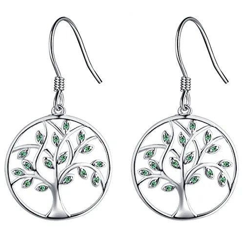 YL Albero Vita orecchini argento 925 smeraldo simulato