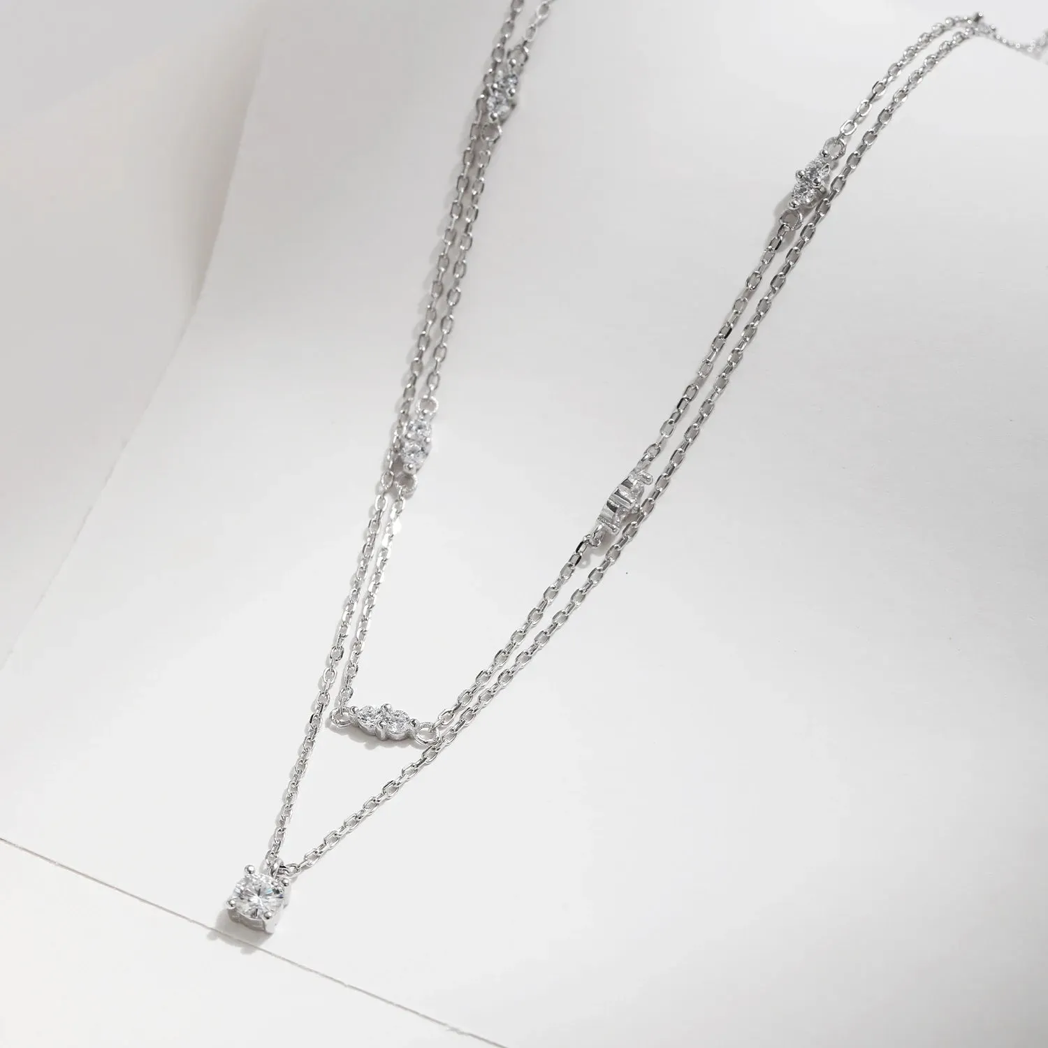 MODIAN Moissanite Double Layer collana argento 925 0,30 ct