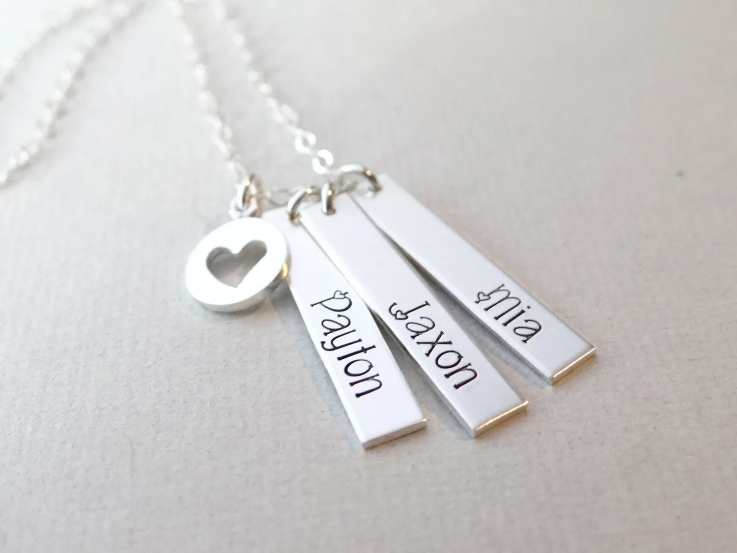WordsByHeartCo My Whole Heart collana barretta 2 nomi argento