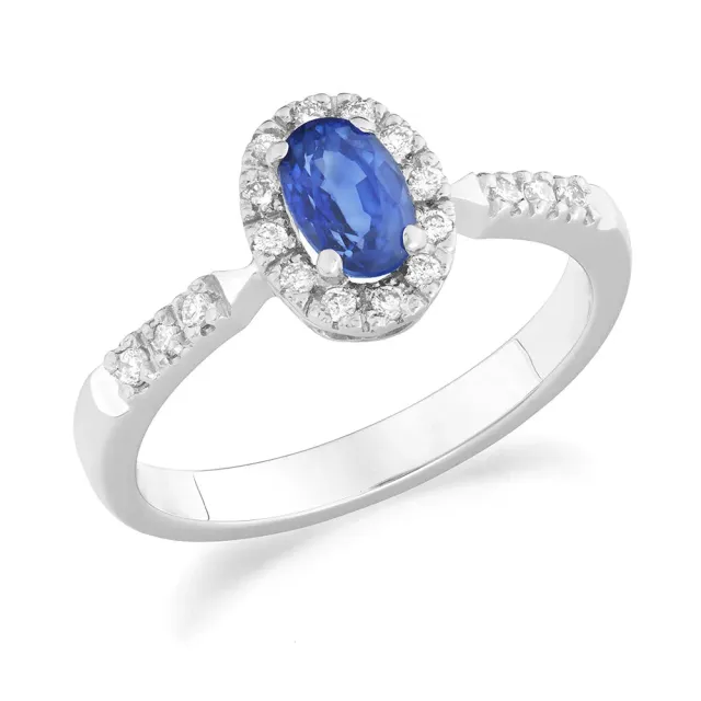 Sinico Idilio Halo anello oro bianco zaffiro blu