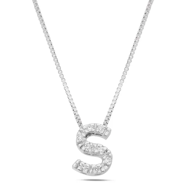 Sinico Letters S piccola collana oro bianco diamanti