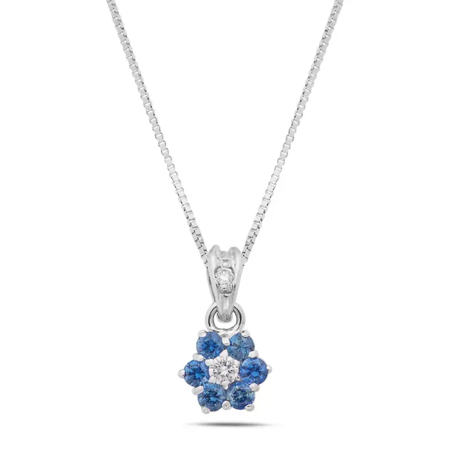 Sinico Flowers Fiore Piccolo collana oro zaffiri diamanti